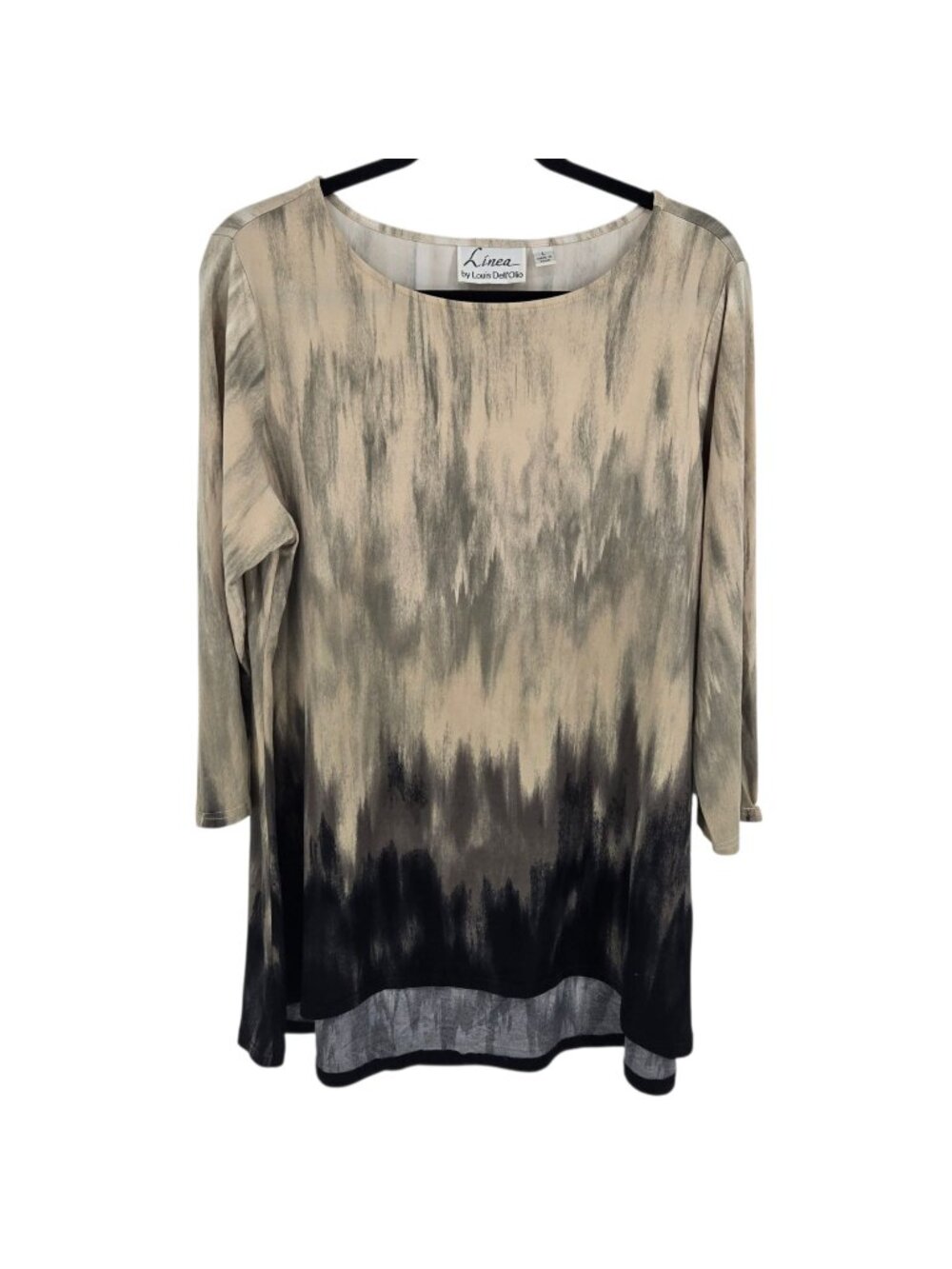 Linea by Louis Del Olio printed womens size Large hi low 3 quarter sleeve top